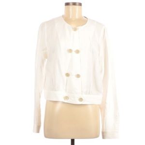 CAbi White Button Down Long Sleeve Thin Jacket